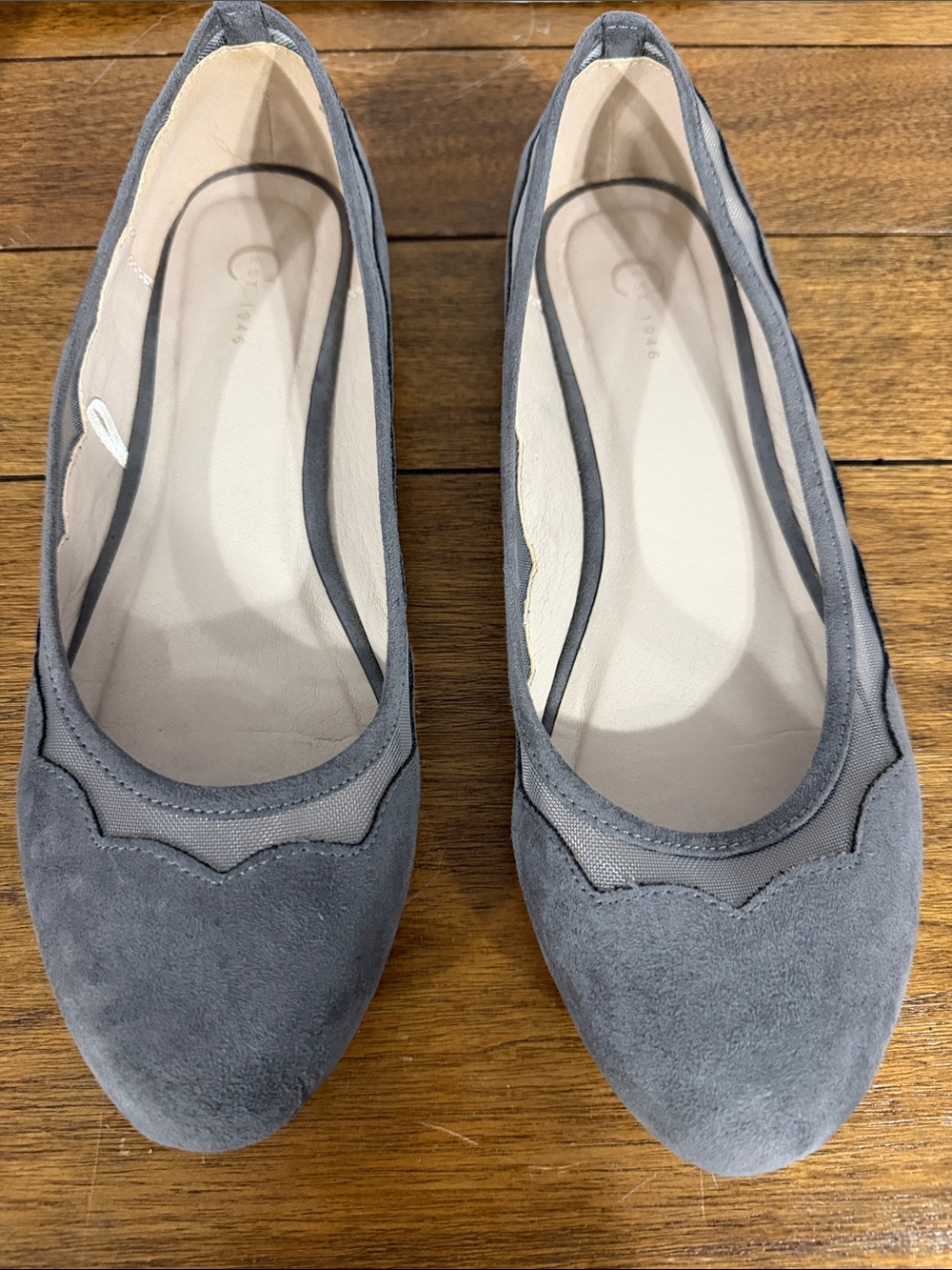 Cato Gray Suede Mesh Trim Ballet Flats